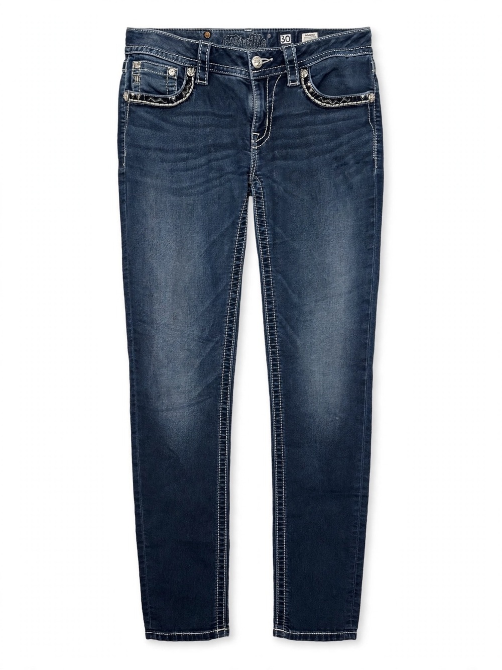 Miss Me Women's Signature Skinny Jeans Blue Denim, Slim Fit, Embellished Size 30